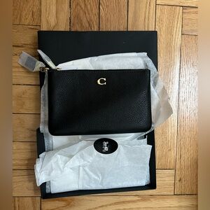 Black Leather clutch with Gold Accent